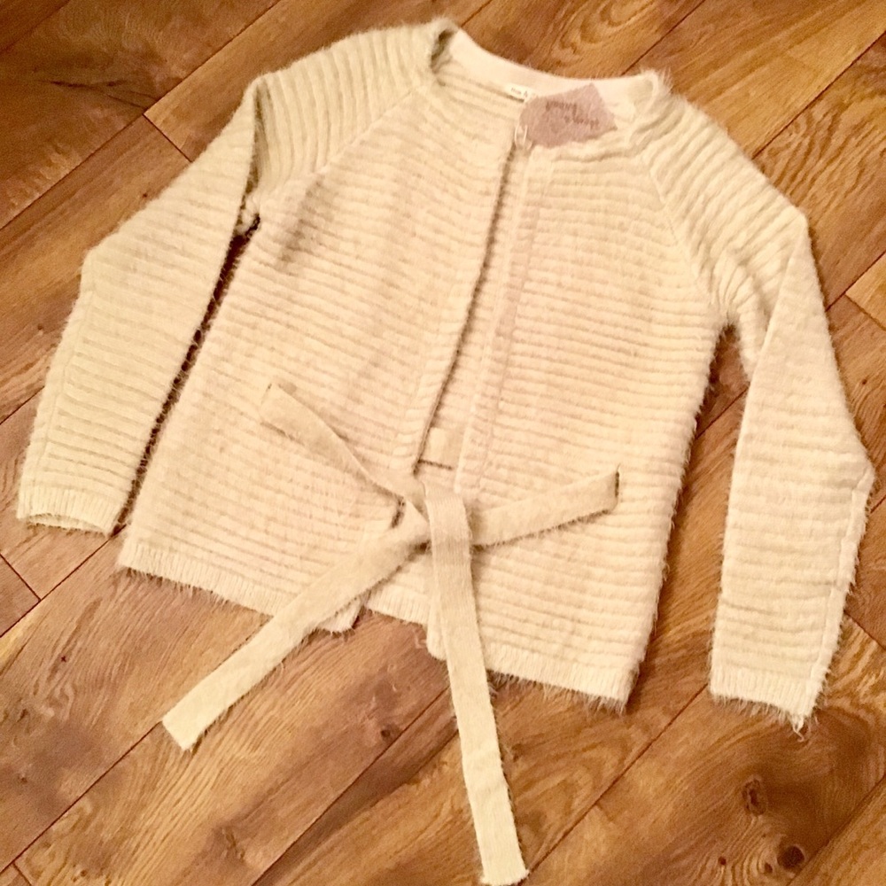 THICK FURRY CARDIGAN WITH WAIST TIE - Picture 4 of 8